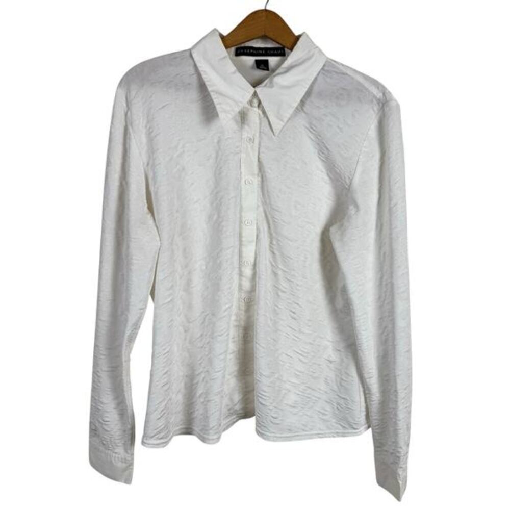 Josephine Chaus Women White‎ Top Size 14 Textured Minimalist Capsule Staple Work
